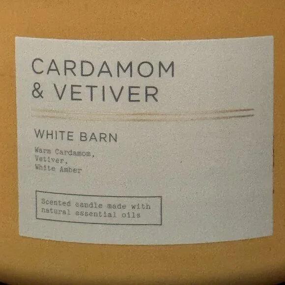 BBW Cardamon & Vetiver White Barn Bath & Body Works 3 Wick Candle - Picture 3 of 10